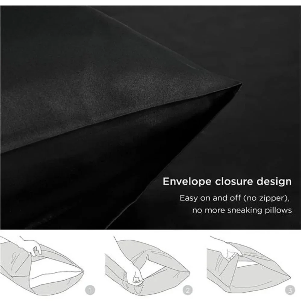 NEW in Box, Satin Pillowcase for Hair and Skin Queen - Black Silk -2 Pack 20x30